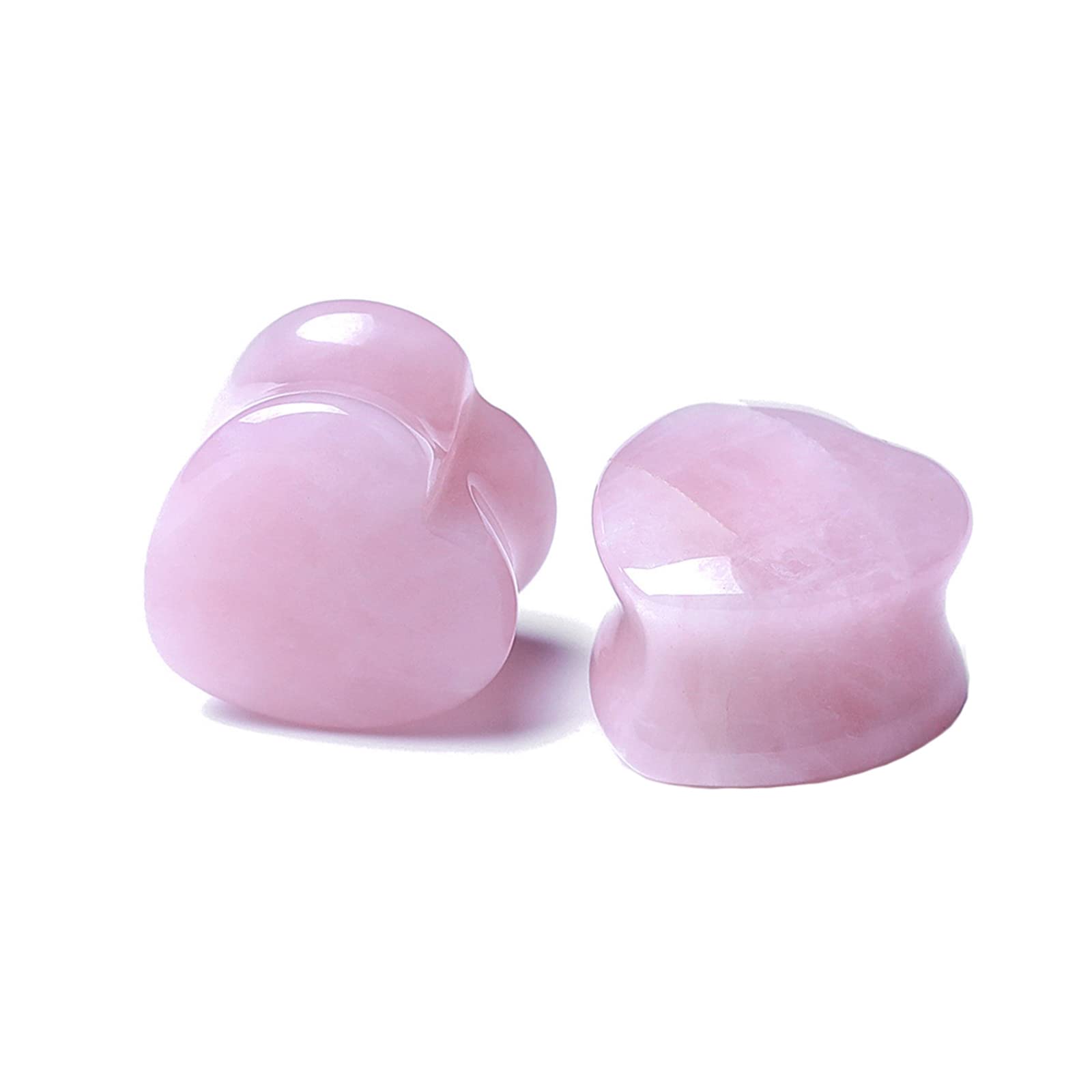 2 Stück Stein-Plugs für Ohren, Tunnel für Ohren, Damen, mehrere Größen, Körperpiercing-Schmuck für Männer, rosafarbener Herzstein