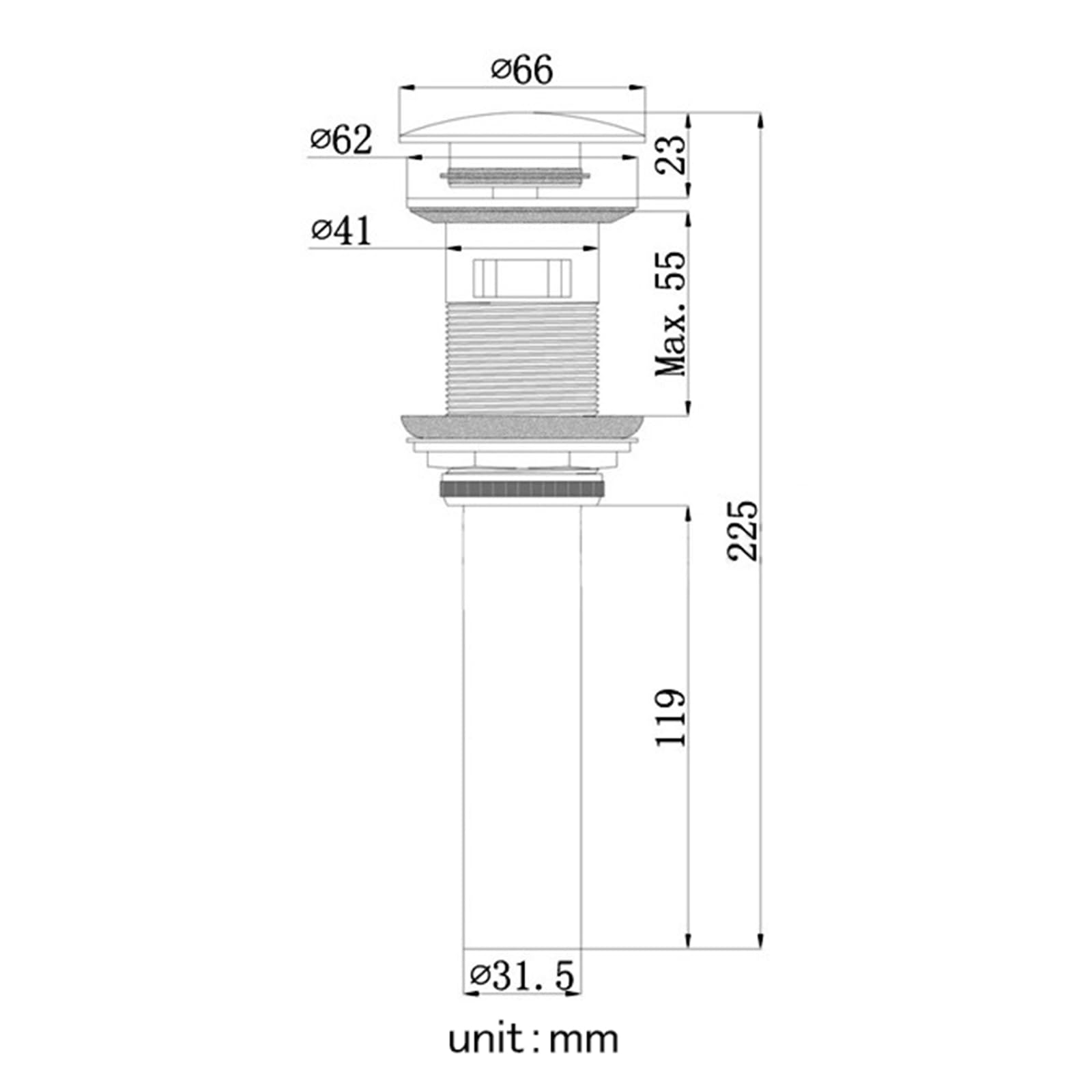 Ablaufgarnitur Waschbecken, Pop Up Ventil Mit üBerlauf, Abflussventil 1 1/4, Komplett Aus Kupfer Mit Push Bounce Funktion, Chrom, Nicht Porös