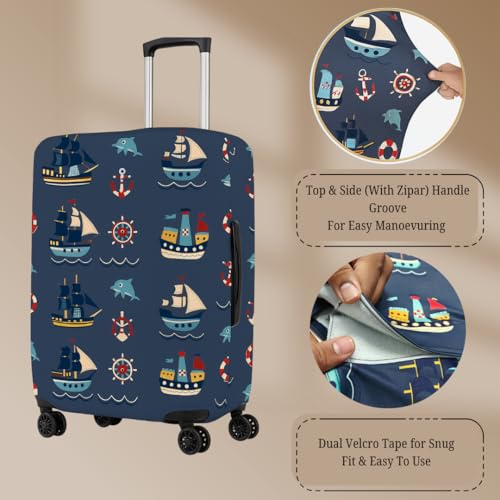 Image of Printed Travel Luggage Cover for Suitcase - Stretchable & Scratchproof Trolley Bag Protector