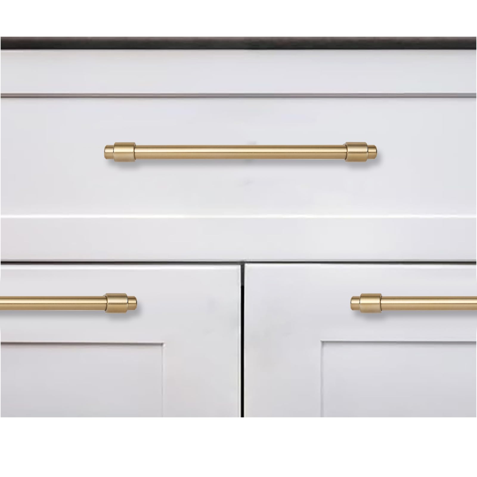 KHTUMEWARE-KHXCP Brushed Brass Cabinet Pulls CTC 3 in (76 mm) 5-Pack in Brushed Brass — KHTUMEWARE