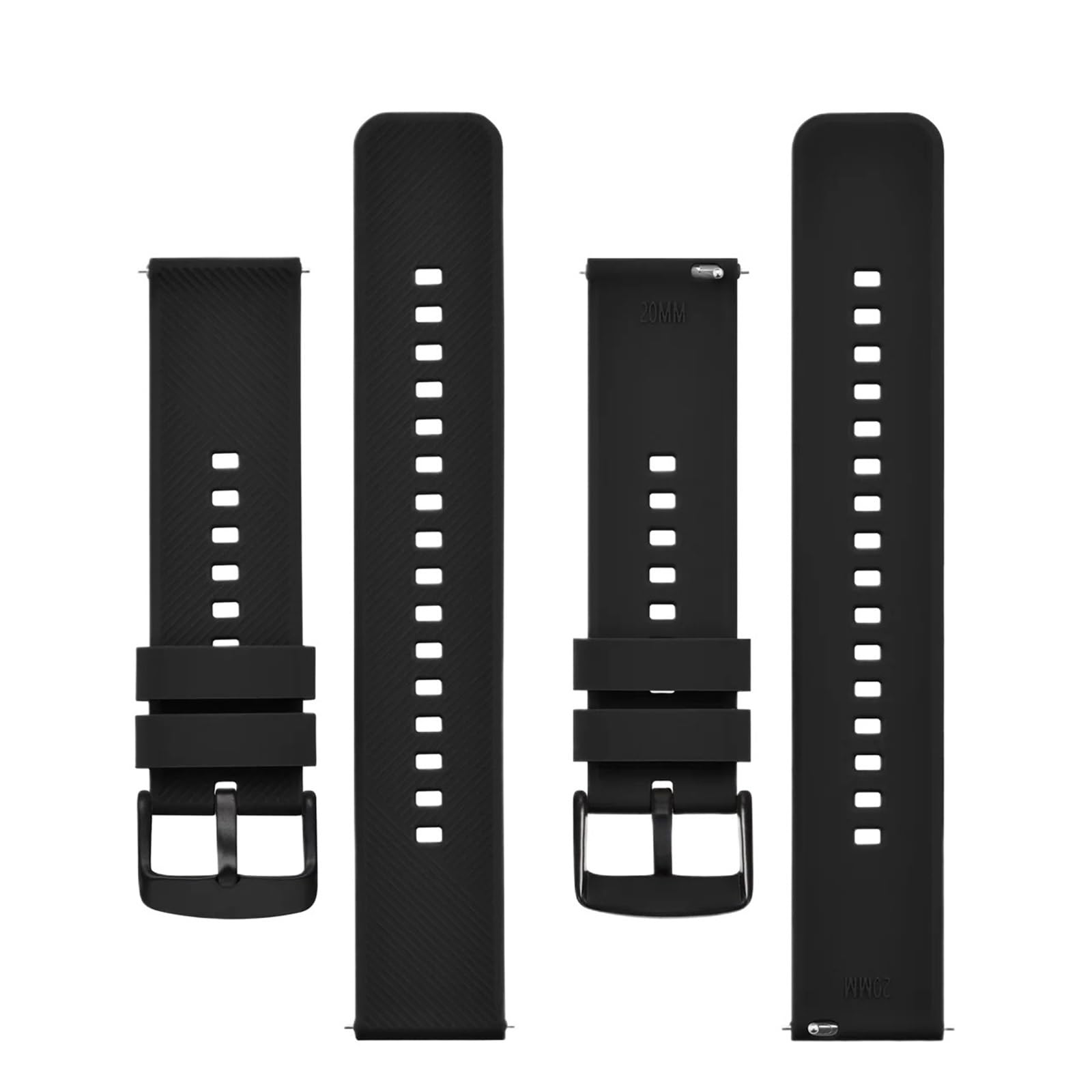 Cinturino, Cinturino Sportivo in Silicone for Uomo e Donna, Fibbia sabbiata(Black,20mm)