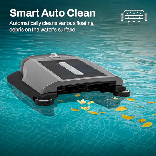 Image of Betta Flex Solar-Powered Robotic Pool Skimmer - Cordless with Dual Cleaning Modes, Soft-Touch Pool Protection. Compatible with Infinity Edge, In-Ground & Above-Ground Pools (Grey)