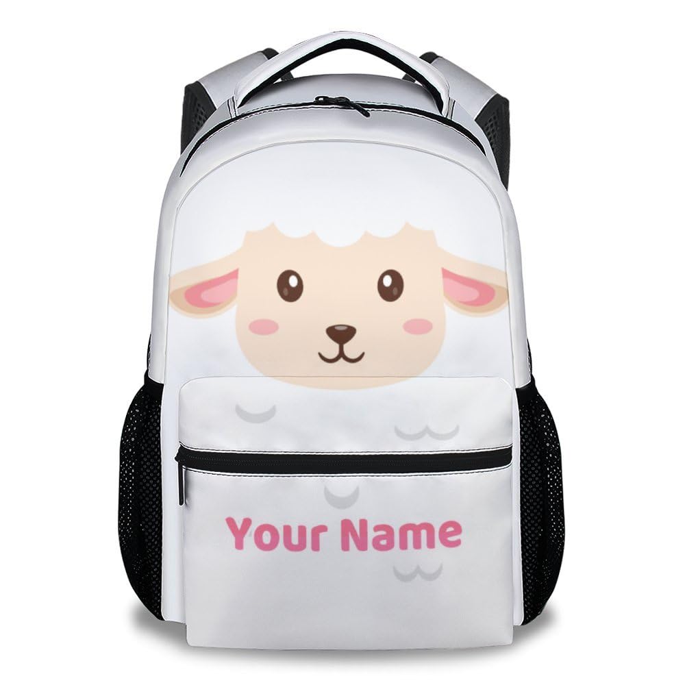 COZYAURA Personalized Backpack - 17 Inch Large Capacity Sheep Bookbag - Lightweight Cute Animals School Bags for Kids - Funny Backpacks for Elementary