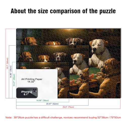 Puzzle für Erwachsene Hunde Spielen Poker 1000 Teile Holzpuzzle für Erwachsene und Kinder Geburtstagsgeschenk für Erwachsene Jungen Mädchen 1000 Teile (50 x 75 cm)