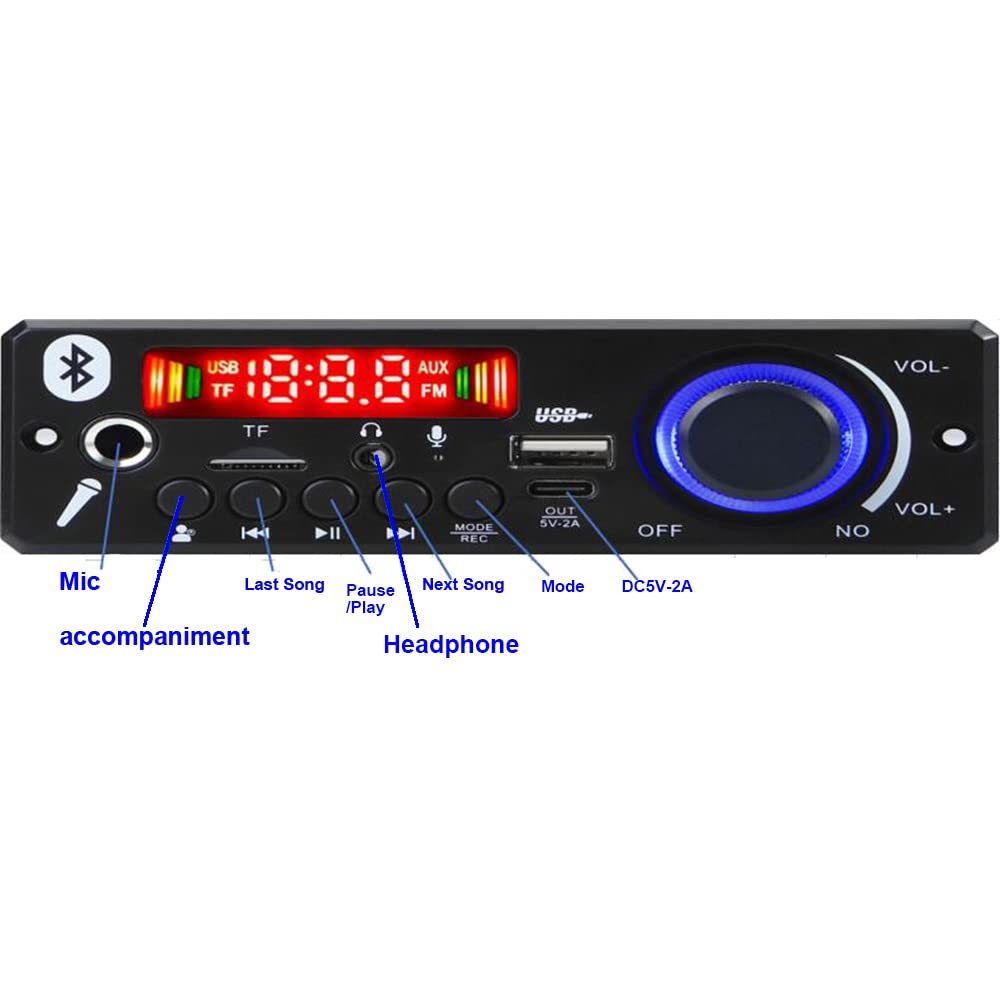 80W+80W Audio Digital Power Bluetooth Amplifier Board Decoder Car FM MP3 Player Module DIY USB AUX AMP DC8-24V (Color : C)