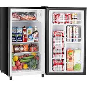 Sweetcrispy 3.2 Cu.Ft Mini Fridge with Freezer Small Refrigerator Single Door Adjustable Thermostat Energy-efficient Low Noise, Compact Fridge for Bedroom, Office, Dorm (Black)