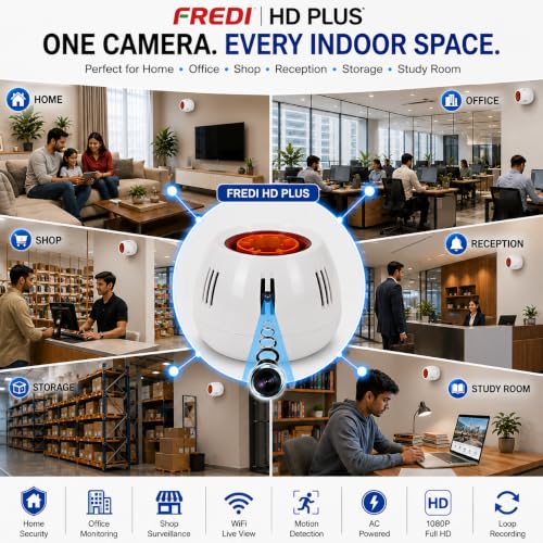 Image of FREDI HD PLUS 1080P Hidden Camera WiFi Bulb Holder Camera with Audio & Video Recorder, Motion Detection, Remote Monitoring, SD Card Support up to 32GB, Indoor Spy Camera for Home & Office, iWFCam App