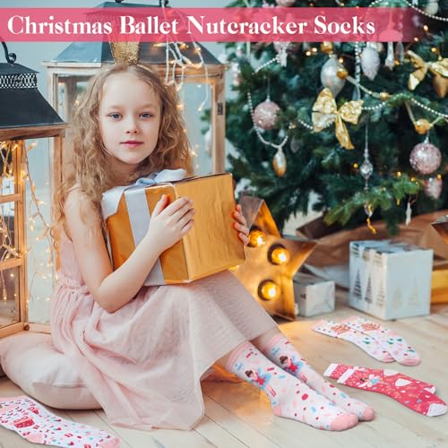 Jadive 16 Set Christmas Socks Nutcracker Women's Novelty Socks Xmas Tree Dance Ornaments for Christmas Decor Women's Gift3