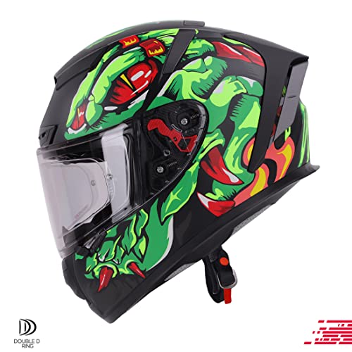 Image of Steelbird SA-5 Monster ISI /DOT Certified Full Face Graphic Helmet with Outer Anti-Fog Clear Visor