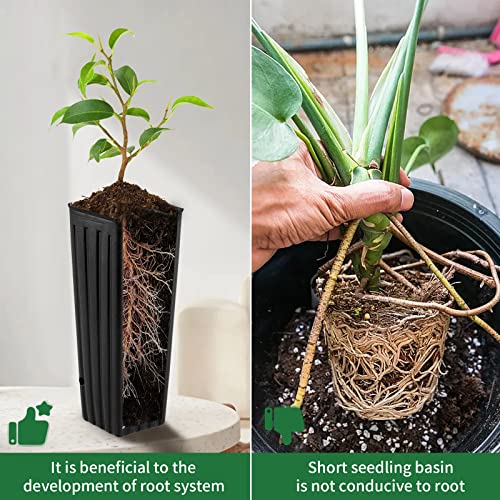 Hzloyat 20 Pcs Plastic Deep Nursery Pots,9.8 Inch Tall Tree Pots,Tall Nursery Tree Pots Plant Deep Seedling Pots, Flower Plant Container Pots With 3 Pcs Garden Tools For Indoor Outdoor Use thumb #4