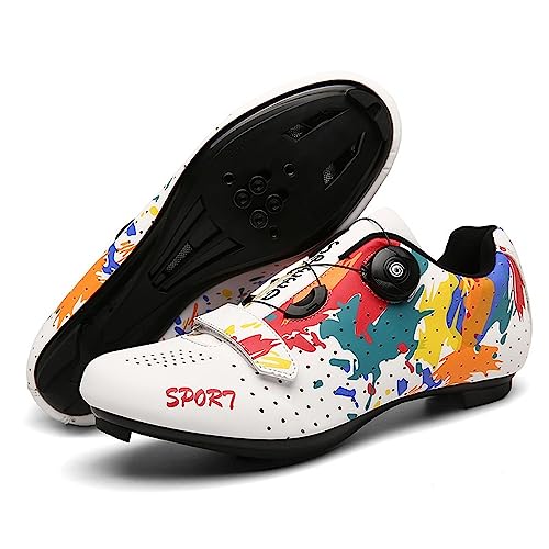 Hixingo Zapatilla de Ciclismo Hombre, Zapatos Bicicleta de Carretera Exterior MTB Compatibles con SPD/SPD SL Lock System, Zapatillas de Ciclismo Unisex Moda Respirables Antideslizantes