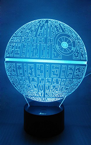 Death Star 3D Night Light Led Illusion Lamp Bedside Desk Table Lamp For Star Wars Fans, Loveboat 7 Color Changing Lights With Acrylic Flat And Abs Base And Usb Charger As Home Decor #TOP6