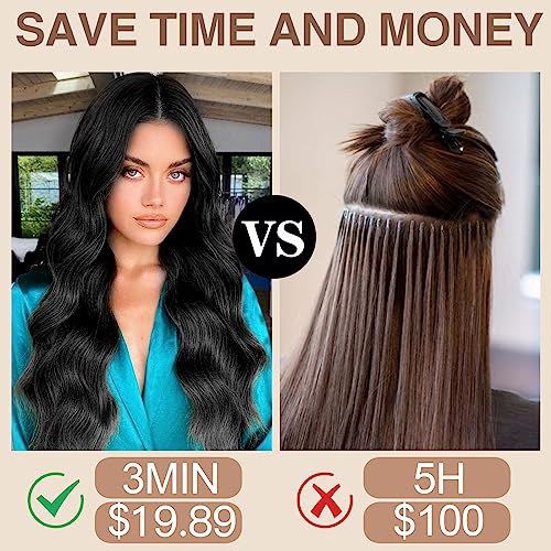 Atraente Clip In Hair Extensions 20 Inch Long Wavy Synthetic Black Hair Extensions Upgraded 6 Pcs Thick Hairpieces Fiber Double Weft Soft Natural For Women (6Pcs, 20Inch, 1B) #TOP6