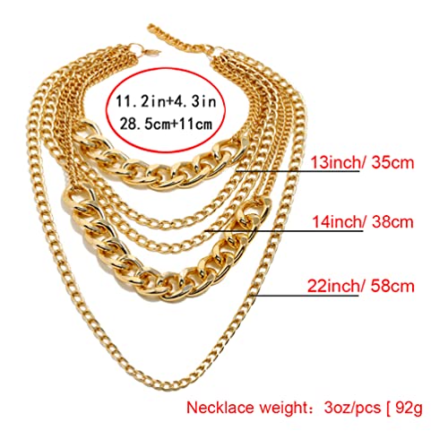Punk Chain Chunky Necklaces for women Multilayer Collar Necklace Gold3
