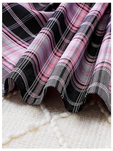 Image of Floerns Girl's Two Piece Outfit Japanese Letter Print Tee Shirt with Plaid Skirt Purple 11-12Y