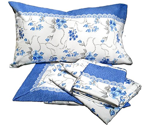 Euroricami Viterbo Completo Lenzuola in Policotone con Fantasia Floreale - 2 Piazze - Letto Matrimoniale 180 x 200 cm - 3 Pezzi