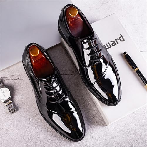 Men's Trendy High Gloss Patent Leather Business Oxford Lightweight Derby Shoes Formal Lace Up Dress Shoes3