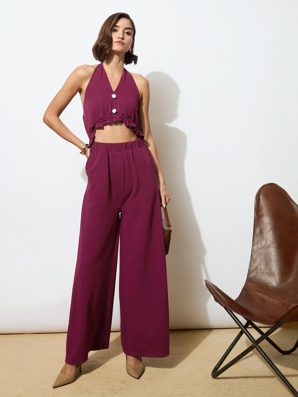Image of barcino Black Knitted Halter Neck Cut-Out Jumpsuit