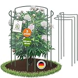 TTL GARDEN Strauchstützen 100cm x 40cm 3er Set - Pflanzenstütze Stahl rostfrei Kunststoff beschichtet - Pflanzenhalter Staudenhalter Blumenhalter Hortensie Rose Pfingstrose Ø 5,5mm grün