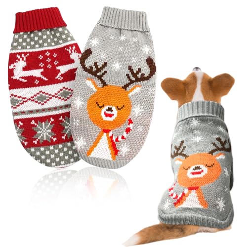 2 Stück Hundepullover, Hundepullover Weihnachten,Haustier Hund Katze...