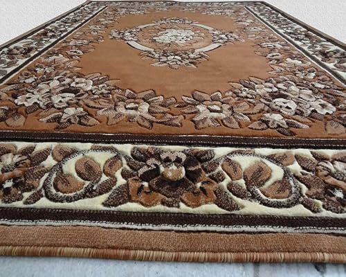 Image of Soft Premium Gold Carpet 6x8 ft - Washable, Anti-Skid, Fade-Resistant Acrylic Rug for Living Room, Hall, Bedroom, Modern Decor