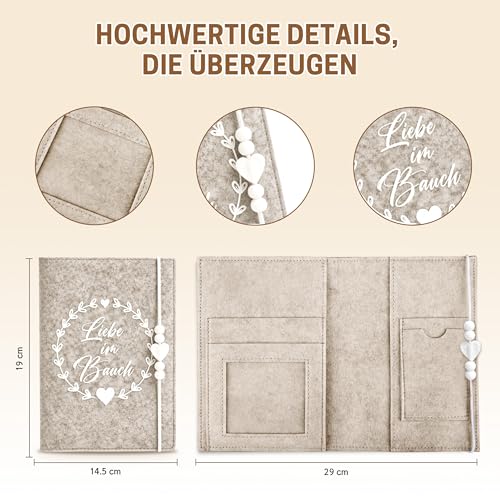 Marvelights Mutterpasshülle aus Filz für Deutschen Mutterpass, Mutterpass-Schutzhülle zur Aufbewahrung von Impfpass usw – Ansicht 2