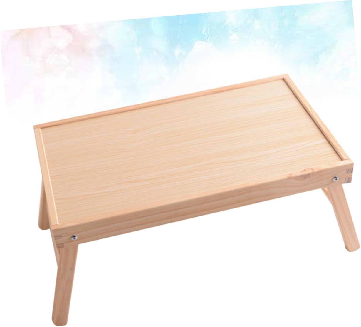 Wooden Bed Desk Foldable Laptop Table Portable Serving Table Compact Storage for Camping and Travel