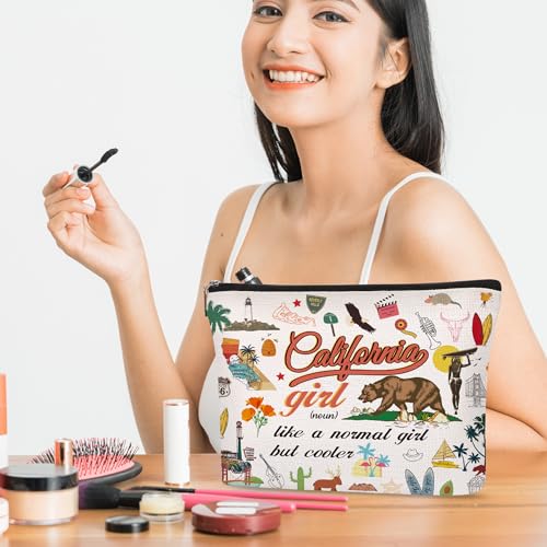 California Makeup Bag Gift - California Travel Trip Gifts for Girl Women Lover California Accessories Souvenirs Vacation Funny Canvas Cosmetic Bag with Zipper2