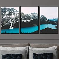 3 Piece Framed Canvas Wall Art Winter Lake Canvas Prints Home Artwork Decoration for Living Room,Bedroom - 16