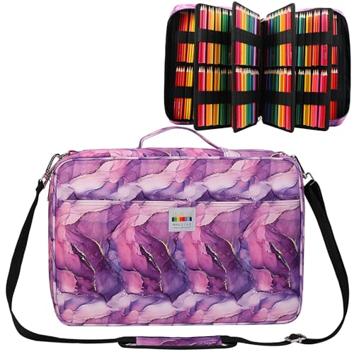 JAKAGO Trousse à crayons de grande capacité pour 480 couleurs, étanche, organisateur pour peinture, artiste, pinceaux, feutre, surligneur, cadeau, M-violet