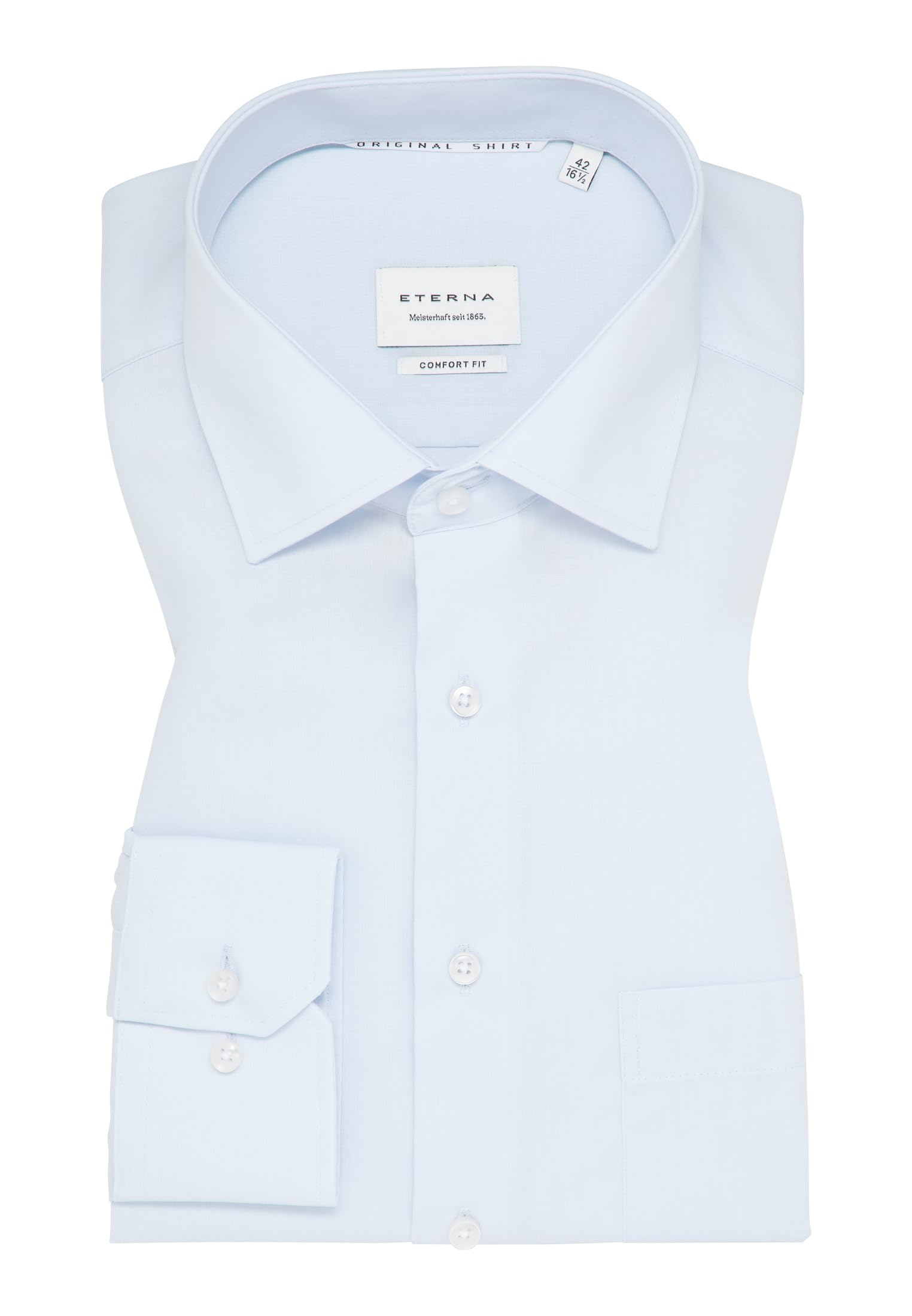 ETERNA Male Original Shirt uni Comfort FIT 45_H_1/1, 1/1, Bleu Clair