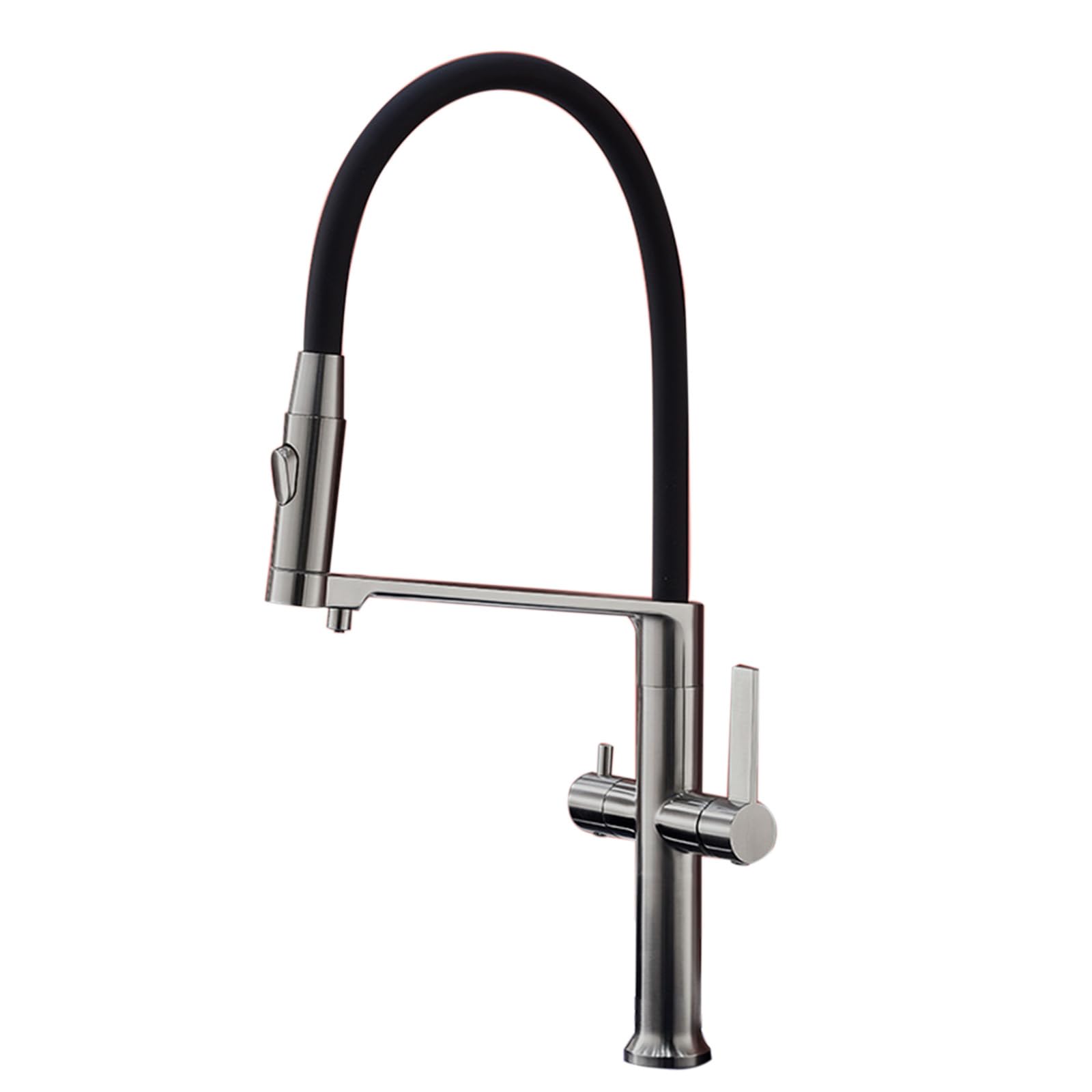Grifo Cocina 3 Vias Osmosis Flexible Rotación Agua Pura Grifo Cocina Fregadero 3 Vias Acero Inoxidable-Gris