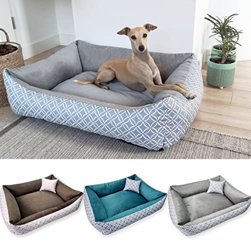 4L Textil Otto Cama para Perros medianos, Grandes, pequeños Cama Perro Desenfundable y Lavable Sofa para Perro Duradero Agradable y Acogedor Gris 100x80 cm Cover