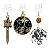 TAKEALOOKO Dust Plug Charms for Kindle - 3 Pack Wyvern Dragon Star and Moon Dust Plug Compatible with Kindle, Mystical Aesthetic Pendants, Charging Port Cover for Phone Type C/USB C