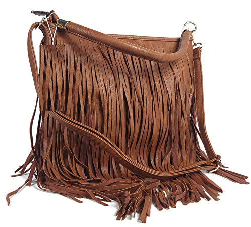 GFMu00ae Bolso bandolera de piel sintética con flecos suaves (Style 3 - F1618-CHMD)