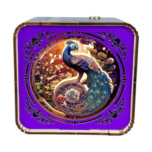 3Dアートパズルナイトライト、3D木製パズルナイトライト、ロングリバームーンライ 製パズルナイトライトシニア向け、木製ランプクリエイテ�