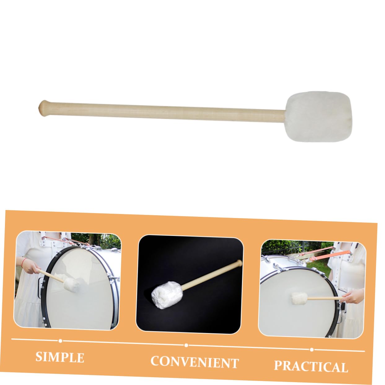 Bassdrum Schlägel mit Filzkopf Praktischer Drumstick mit Ergonomischem Griff für Verschiedene Musikstile und Einfache Handhabung