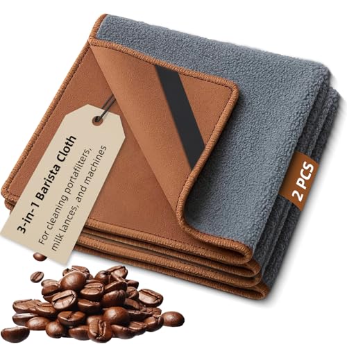 puiaxod Barista Tuch Set, 30x30cm Mikrofasertücher, Doppelseitige Microfasertücher, Barista Zubehör für Reinigung der Dampflanze Siebträger, Kaffeemaschine Reinigungstuch, Saugstark Tücher (6)