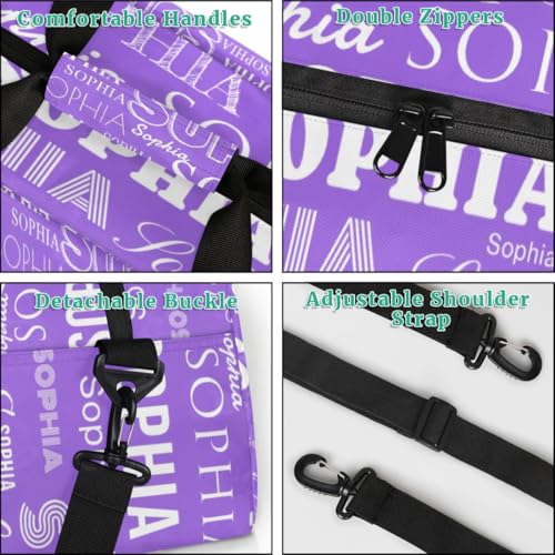 Personalized Duffel Bag Custom Dance Bag for Girls Customized Kids Gymnastics Creative Name Ballet Bag Overnighter Travel Carry on Tote Sport for Boys Backpack Purple4