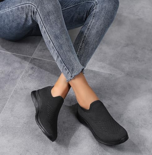 Women's Athletic Slip On Walking Shoes Comfortable Lightweight Breathable Sock Shoe Casual Mesh Non Slip Tennis Workout Running Sneakers4