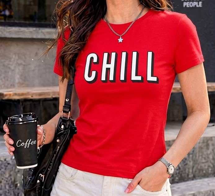Image of Preneum Women's Graphic Printed T-Shirt, Round Neck Half Sleeve Casual Slim Fit Cotton Blend Tee, College, Office & Travel