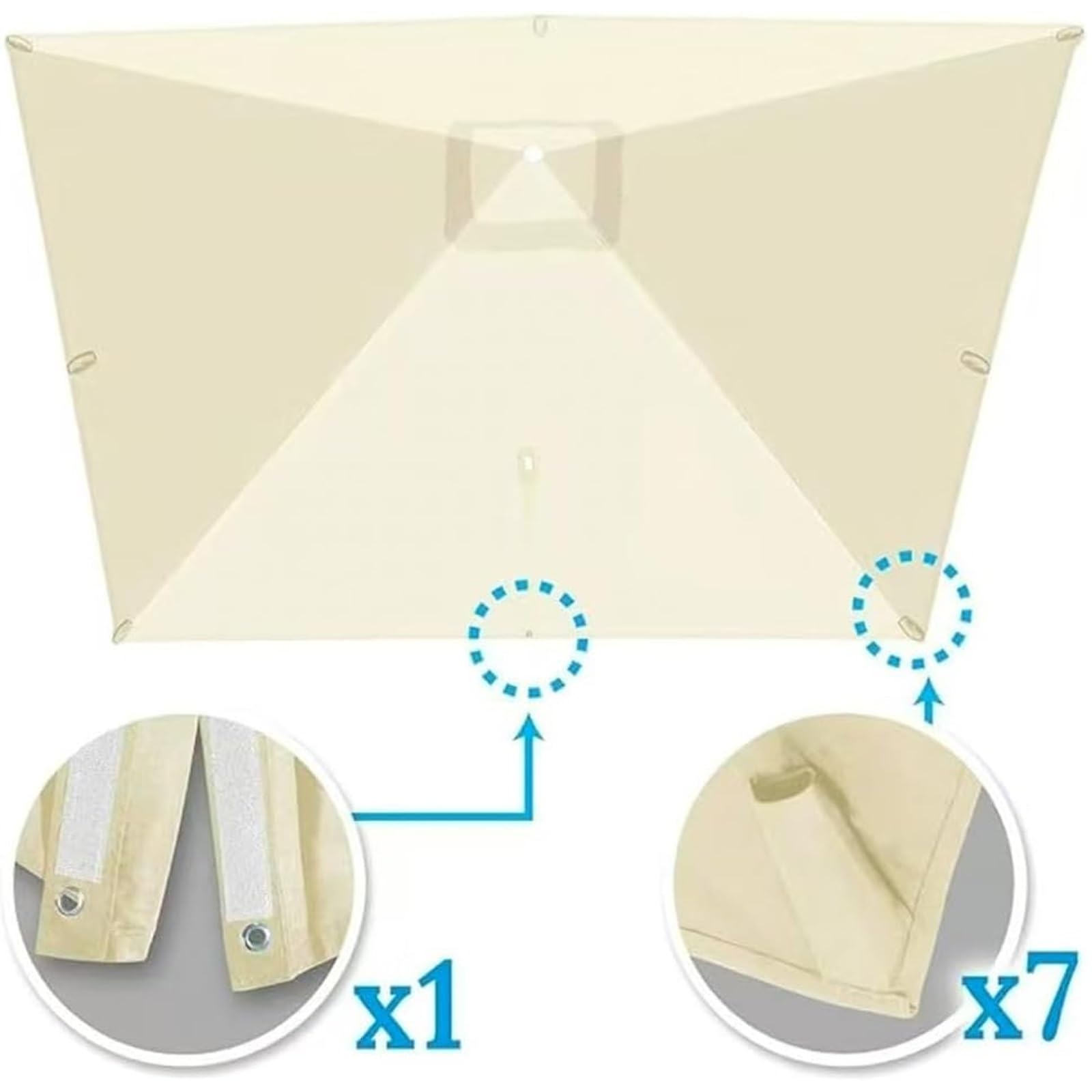 Telo Ricambio per Ombrellone a Sbraccio Quadrato, 8 Stecche, con Pulsante, Protezione UV – per Giardino, Terrazzo, Mercato(Red,3mx3m/10ftx10ft)