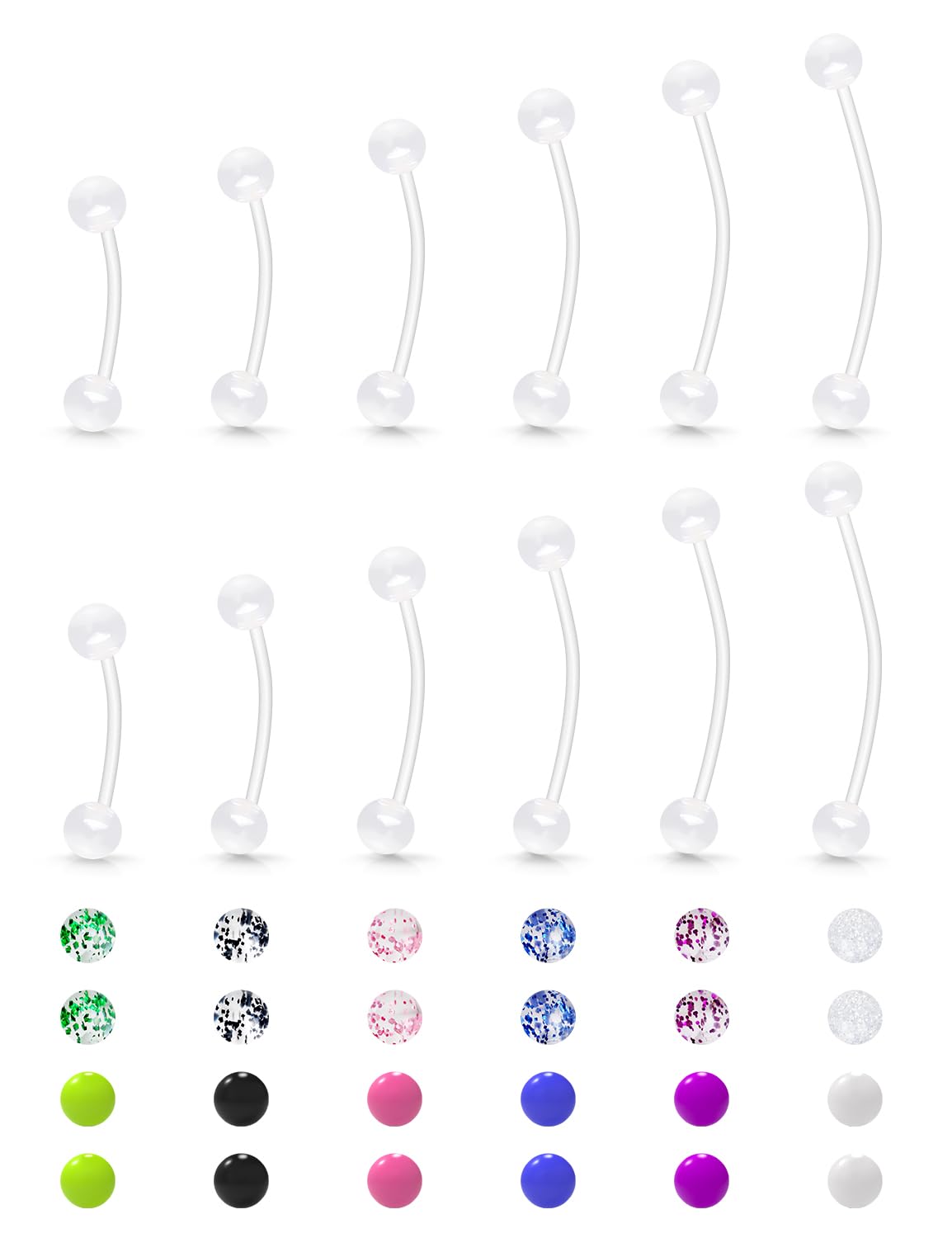 Hoeudjo Pregnancy Belly Rings Maternity Belly Button Rings Plastic Long Bar Navel Ring for Maternity Sport Pregnant Women Different Length 14/16/18/32