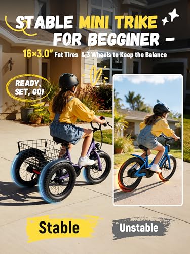 ESKUTE Mini E-Trike Electric Bike, 16X3.0 Fat Tire Folding