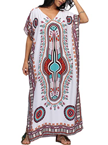 Image of Kaftan Dresses for Women Plus Size Summer Beach Dress with Print and Swim Cover Ups