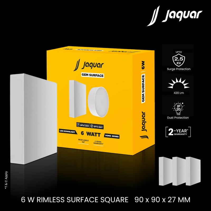 Image of Jaquar 6W Gem Trimless Square Surface Downlight Warm White Pack 1
