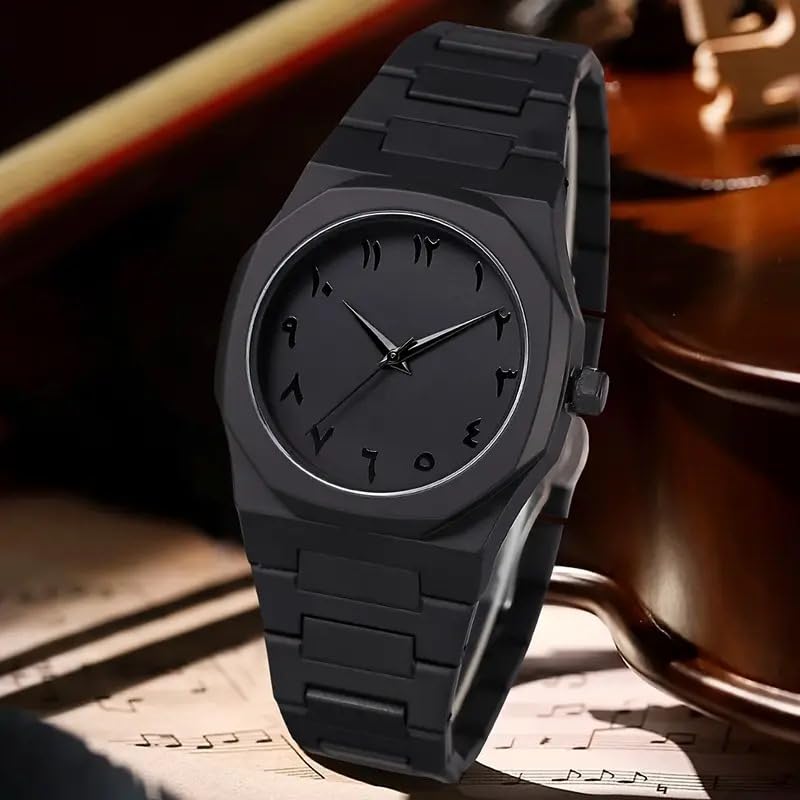 Image of CERO Men's Black Analog Watch | Lightweight Silicone Strap | Arabic Numerals & Minimalist Dial | Casual & Stylish Wrist Watch