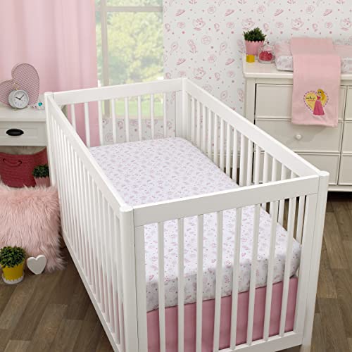 Image of Disney Make A Wish Princess Pink and White Fitted Crib Sheet