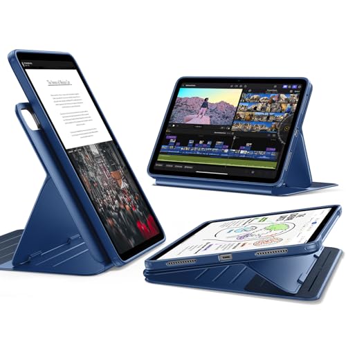 Image of ESR for iPad Air 13 Inch Case M4 /M3 /M2 (2026 /2025 /2024), Removable Magnetic Cover with Pencil Charging & Storage, Adjustable Portrait /Landscape Stand, 9 Standing Angles, Shift Series, Blue