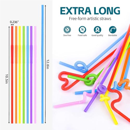 100 pitillos flexibles de plástico coloridos miniatura 3